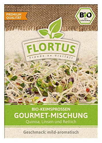 FLORTUS BIO Keimsprossen Gourmet-Mischung (Quinoa, Linsen und Rettich) | Gesunde & leckere Keimsprossen | Sprossensaat | Keimsprossen | Keimsaaten von FLORTUS Freude an Vielfalt