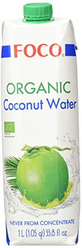 FOCO Bio Kokoswasser, pur, erfrischender Durstlöscher, Sportgetränk, kalorienarm, von Natur aus vegan, 100 % Kokosnusswasser - 6 x 1 l von FOCO