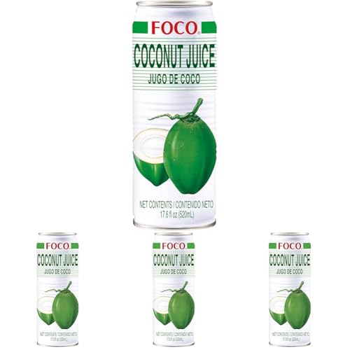 FOCO Kokosnusssaftgetränk - 1 x 520 ml (Packung mit 4) von FOCO