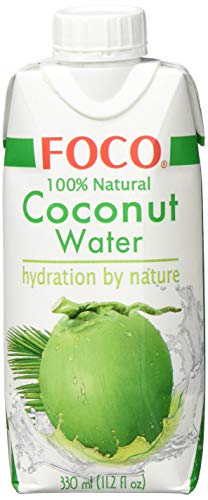FOCO Kokosnusswasser, exotisches Trendgetränk, erfrischender Durstlöscher, Sportgetränk, kalorienarm, 100 % vegan, 1 x 330 ml von FOCO