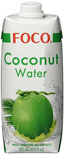 FOCO Kokoswasser, pur, erfrischender Durstlöscher, Sportgetränk, kalorienarm, von Natur aus vegan, 100 % Kokosnusswasser - 12 x 500 ml von FOCO