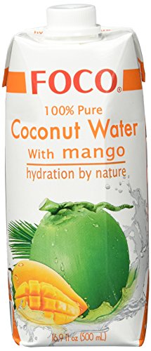 FOCO Kokoswasser mit Mango, erfrischender Durstlöscher, Sportgetränk, kalorienarm, von Natur aus vegan - 12 x 500 ml von FOCO