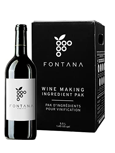 Fontana Französisches Cabernet Sauvignon Wein-Set | Weinherstellung Zutaten-Kit – 18,7 l Wein-Set | Premium-Zutaten für DIY Weinherstellung | Ergibt 30 Flaschen Wein von FONTANA