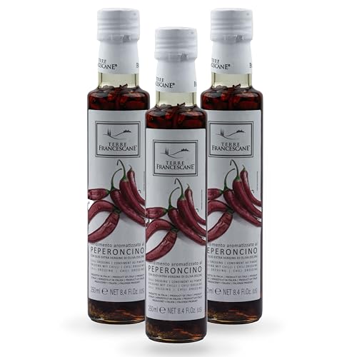 3er Pack Terre Francescane Chili-Öl 3x250ml Extra Natives Olivenöl mit ganzen Chili von FOOD-UNITED