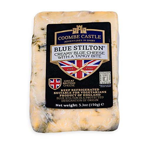 Food-United BLUE STILTON CHEESE Blauschimmelkäse PDO 150g Blaukäse von Coombe-Castle passt zu Port-Wein Chutney Birnen Feigen-Senf Pilzen u. Walnüssen von FOOD-UNITED