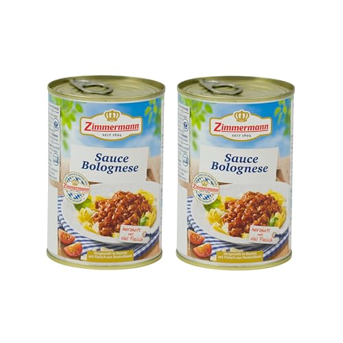 Food-United BOLOGNESE-SAUCE-SOßE 2x400ml Dose | tafelfertig | verzehrfertig | herzhaft | von ZIMMERMANN | mit viel Fleisch und Gemüse von FOOD-UNITED