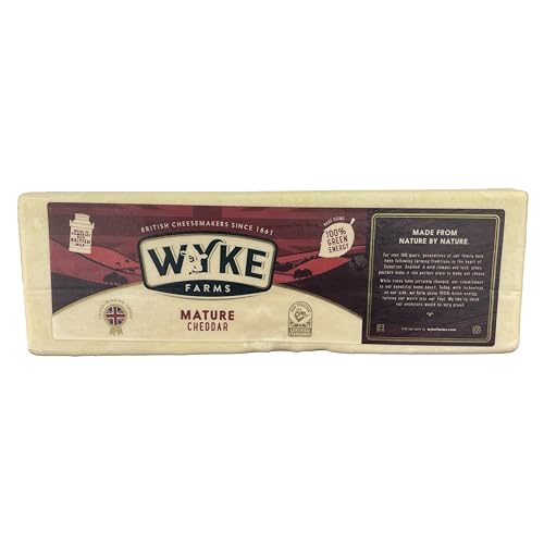 Food-United CHEDDAR-KÄSE-BLOCK English Farmhouse WYKE 2,5kg DOP mature cheddar cheese 12 Monate gereift englischer Schnittkäse perfekt zu Burgern Nudeln Pasta Pizza mac-n-cheese von FOOD-UNITED