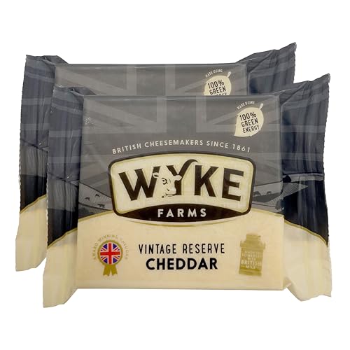 Food-United CHEDDAR-KÄSE Vintage Reserve 2x200g Stück von WYKE Farms extra vintage cheddar cheese 15 Monate gereift englischer Hartkäse perfekt zu Käseplatten Pasta Burgern Fondue von FOOD-UNITED