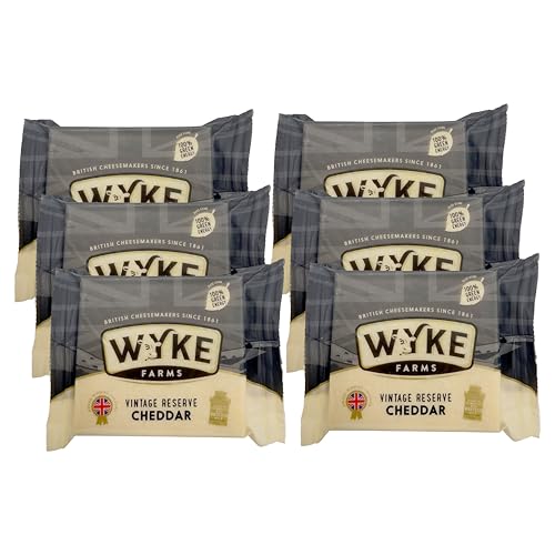 Food-United CHEDDAR-KÄSE Vintage Reserve 6x200g Stück von WYKE Farms extra vintage cheddar cheese 15 Monate gereift englischer Hartkäse perfekt zu Käseplatten Pasta Burgern Fondue von FOOD-UNITED