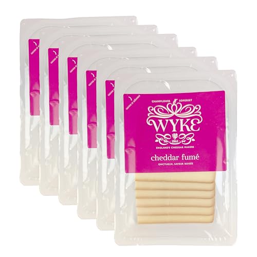 Food-United CHEDDAR-KÄSE geräuchert 36 Scheiben 6x160g von WYKE Farms cheddar cheese englischer Hartkäse Rauchkäse ideal zu Toasties Burger Sandwiches Wraps Käseplatten Saucen von FOOD-UNITED