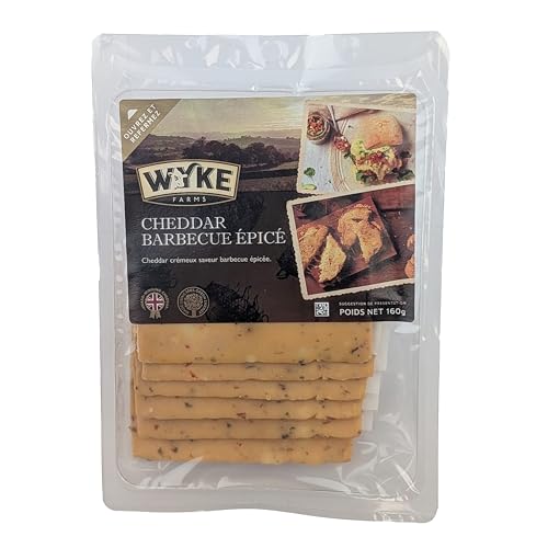 Food-United CHEDDAR-KÄSE mit Barbecue-Gewürz 6 Scheiben 160g von WYKE Farms cheddar cheese leicht scharf englischer Hartkäse ideal zu Burgern Sandwiches BBQ-Gerichten Tex-Mex Wraps Raclette (1) von FOOD-UNITED