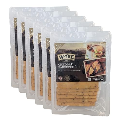 Food-United CHEDDAR-KÄSE mit Barbecue-Gewürz 6 Scheiben 6x160g von WYKE Farms cheddar cheese leicht scharf englischer Hartkäse ideal zu Burgern Sandwiches BBQ-Gerichten Tex-Mex Wraps Raclette von FOOD-UNITED