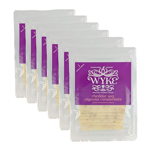 Food-United CHEDDAR-KÄSE mit karamellisierten Zwiebeln 36 Scheiben 2x160g von WYKE Farms cheddar cheese englischer Hartkäse ideal zu Burgern Sandwiches Wraps Pizza Salaten Gratins Frühstücksgerichten von FOOD-UNITED