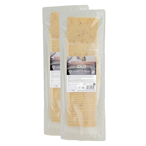 Food-United CHEDDAR-KÄSE mit karamellisierten Zwiebeln Großpackung 38 Scheiben 2x 980g von WYKE Farms cheddar cheese englischer Hartkäse ideal zu Burgern Sandwiches Wraps Pizza Salaten Gratins von FOOD-UNITED