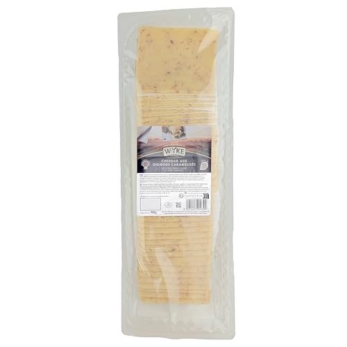 Food-United CHEDDAR-KÄSE mit karamellisierten Zwiebeln Großpackung 38 Scheiben 980g von WYKE Farms cheddar cheese englischer Hartkäse ideal zu Burgern Sandwiches Wraps Pizza Salaten Gratins von FOOD-UNITED