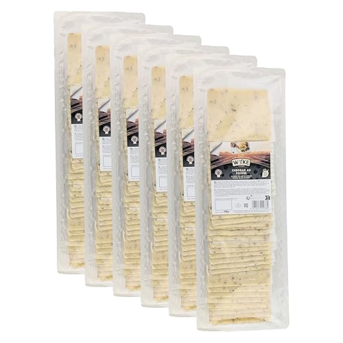 Food-United CHEDDAR-KÄSE mit schwarzem Pfeffer 38 Scheiben 6x 980g Großpackung von WYKE Farms cheddar cheese leicht scharf englischer Hartkäse ideal zu Burger Sandwiches Pizza Pasta von FOOD-UNITED