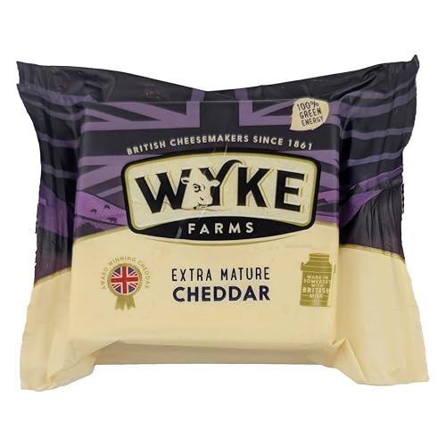 Food-United CHEDDAR-KÄSE weiß und extra reif 200g Stück von WYKE Farms extra mature cheddar cheese 12 Monate gereift englischer Hartkäse perfekt zu Käseplatten Fondue Burger Toasts Pasta Saucen (1) von FOOD-UNITED