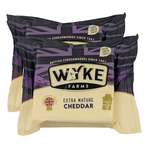 Food-United CHEDDAR-KÄSE weiß und extra reif 2x200g Stück von WYKE Farms extra mature cheddar cheese 12 Monate gereift englischer Hartkäse perfekt zu Käseplatten Fondue Burger Toasts Pasta Saucen von FOOD-UNITED