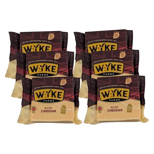 Food-United CHEDDAR-KÄSE weiß und reif 6x200g Stück von WYKE Farms mature cheddar cheese 6 Monate gereift englischer Hartkäse perfekt zu Käseplatte Nudeln Burgern Pasta Pizza mac-n-cheese von FOOD-UNITED