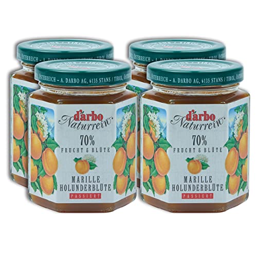 Food-United FRUCHTAUFSTRICH MARILLE HOLUNDER-BLÜTEN-EXTRAKT 200g Glas von DARBO Naturrein Aprikose fruchtiger fruit spread passend für Frühstück Torten Kuchen Füllungen Gebäck (1) von FOOD-UNITED