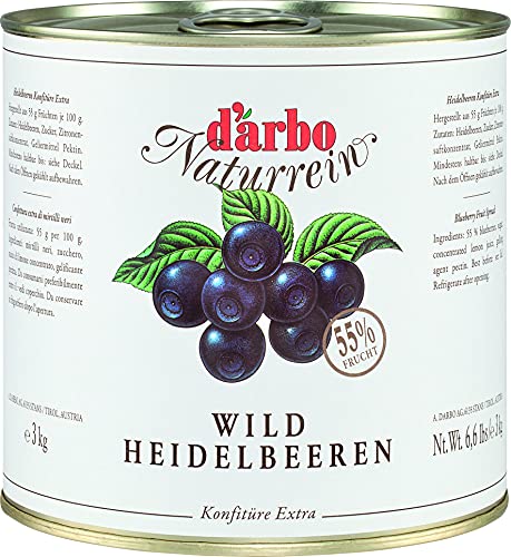 Food-United HEIDELBEER-KONFITÜRE EXTRA NATURREIN 3kg in der Dose fruchtiger-Brot-Aufstrich höchster Qualität von DARBO für Blaubeeren Füllungen Gebäck Kuchen von FOOD-UNITED