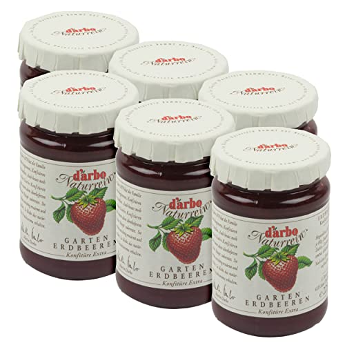 Food-United KONFITÜRE EXTRA ERDBEERE 4x 225g Single-Glas von DARBO Naturrein fruchtiger Gartenerdbeeren jam passend für ein Single-Frühstück Erdbeerkuchen Gebäck Crepe (4) von FOOD-UNITED