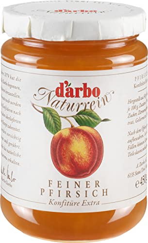 Food-United KONFITÜRE EXTRA Pfirsich 2x 450g Glas von DARBO Naturrein peach jam Pfirsichkonfitüre passend für Kuchen Torten Plätzchen Glasuren Frühstück Gebäck Füllungen (2) von FOOD-UNITED