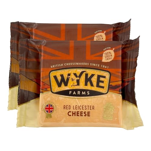 Food-United LEICESTER-RED-KÄSE 2x200g Stück von WYKE Farms mature Leicestershire cheese Cheddar Alternative englischer Hartkäse 10 Monate gereift perfekt zu Burger Sandwich Fondue Käseplatten Gratin von FOOD-UNITED