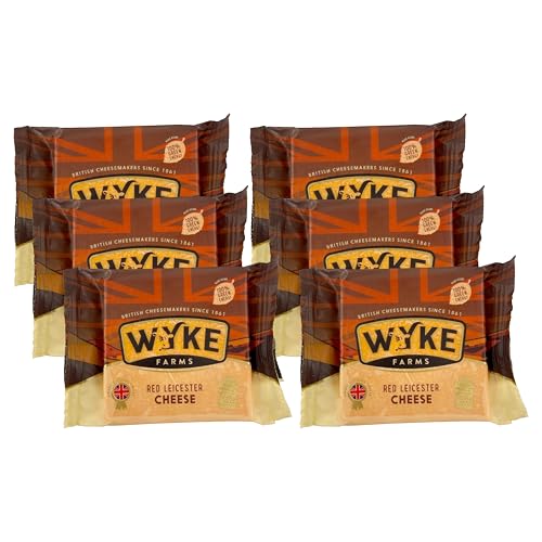 Food-United LEICESTER-RED-KÄSE 6x200g Stück von WYKE Farms mature Leicestershire cheese Cheddar Alternative englischer Hartkäse 10 Monate gereift perfekt zu Burger Sandwich Fondue Käseplatten Gratin von FOOD-UNITED