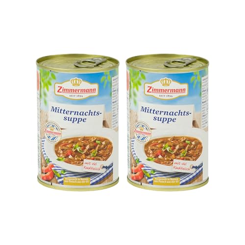 Food-United MITTERNACHTS SUPPE 2x400ml Dose | herzhaft | würzig | aus Bayern von ZIMMERMANN | bayerische Spezialität | Rindergulasch-Suppe mit Paprika Zwiebel Karotten von FOOD-UNITED