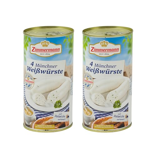 Food-United ORIGINAL MÜNCHNER WEIßWÜRSTE 2x500g | Dose | bayerische Wurstspezialität | Brühwurst | ZIMMERMANN | mit Petersilie Muskatblüte und einem Hauch Zitronennote | perfekt zu Bier Brezel (2) von FOOD-UNITED