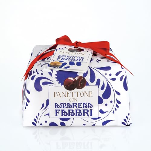 Food-United PANETTONE 12x1KG | Hefe-Kuchen mit halb-kandierten Amarena-Kirschen | FABBRI 1905 | panettone con amarene dall'Italia | als Geschenk-Idee o. als Weihnachtskuchen-Stollen-Alternative (12) von FOOD-UNITED