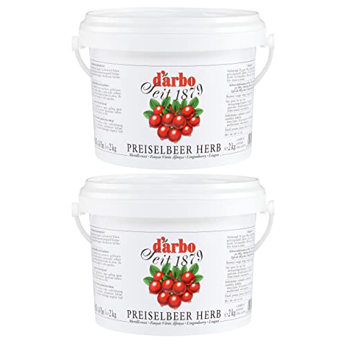 Food-United PREISELBEEREN-FRUCHTAUFSTRICH herb 2x 2kg höchste Qualität im praktischen Vorratseimer von DARBO für Frühstück Desserts Fleisch-Gerichte fruchtiger fruit spread von FOOD-UNITED