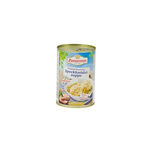 Food-United SPECKKNÖDEL SUPPE 400ml Dose | Knödel | herzhaft | aus Bayern von ZIMMERMANN | bayerische Spezialität | traditionelle Suppe mit deftigen Speckstückchen in köstlicher Bouillon von FOOD-UNITED