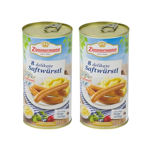 Food-United Saftwürstl Bockwurst 2x550g Dose | Buchenholz geräuchert | Würzig | bayerische Wurstspezialität | Brühwurst | feine Majoran-Note | ZIMMERMANN | in zartem Natursaitling (2) von FOOD-UNITED