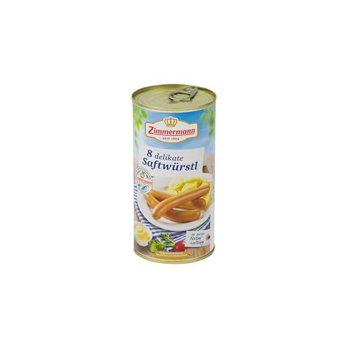 Food-United Saftwürstl Bockwurst 550g Dose | Buchenholz geräuchert | Würzig | bayerische Wurstspezialität | Brühwurst | feine Majoran-Note | ZIMMERMANN | in zartem Natursaitling (1) von FOOD-UNITED