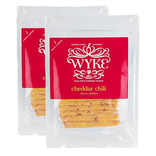 Food-United Spicy-CHEDDAR-KÄSE 6 Scheiben 2x160g von WYKE Farms cheddar cheese leicht scharf englischer Hartkäse ideal zu Toasties Burger Sandwiches Wraps Saucen Käseplatten von FOOD-UNITED