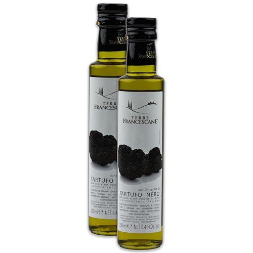 Food-United Trüffel-Öl 2x 250ml von TERRE FRANCESCANE extra natives Olivenöl mit schwarzem Trüffel-Aroma Premium-Trüffelöl aus Italien für Feinschmecker-innen und Gourmetküche von FOOD-UNITED