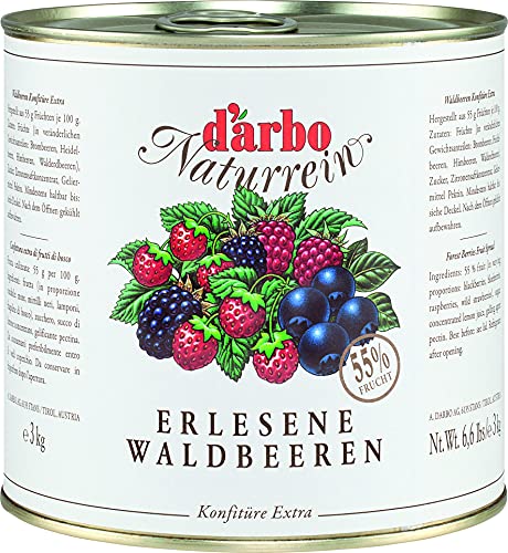 Food-United WALDBEEREN-KONFITÜRE EXTRA NATURREIN 3kg in der Vorrats-Dose bestehend aus Brombeeren Heidelbeeren Himbeeren und Walderdbeeren original von DARBO höchste Qualität von FOOD-UNITED