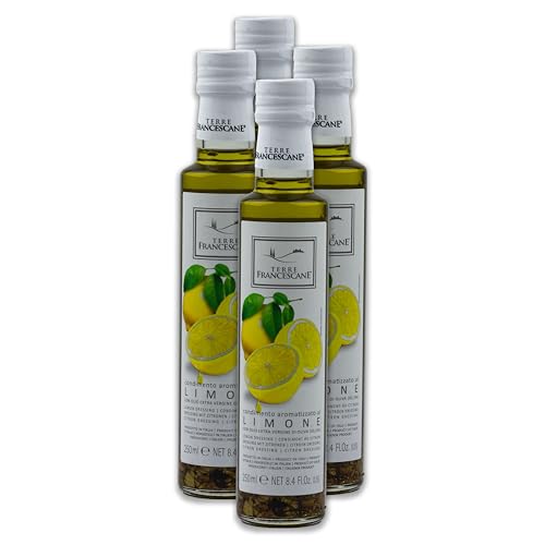 Food-United Zitronen-Öl 4x 250ml von TERRE FRANCESCANE Extra Natives Olivenöl mit Zitronen-Aroma Premium-Dressing-Öl aus Italien für Feinschmecker-innen und mediterrane Küche von FOOD-UNITED