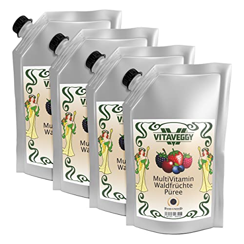 VITAVEGGY Frucht-Püree MultiVitamin Wald-Früchte 2x 1kg mit Himbeere Sauerkirsche Erdbeere Blaubeere Heidelbeere Brombeere für Obstbrei Fruchtmus Babybrei Obstmus Smoothie Sorbet Müsli (2) von FOOD-UNITED