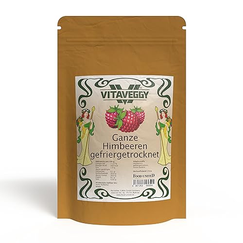 VITAVEGGY GEFRIERGETROCKNETE HIMBEEREN 500g | Himbeeren gefriergetrocknet von Food-United Trockenobst - Trockenfrüchte | ohne Zusatzstoffe | passend für Dessert Smoothie Joghurt Müsli Cerealien von FOOD-UNITED