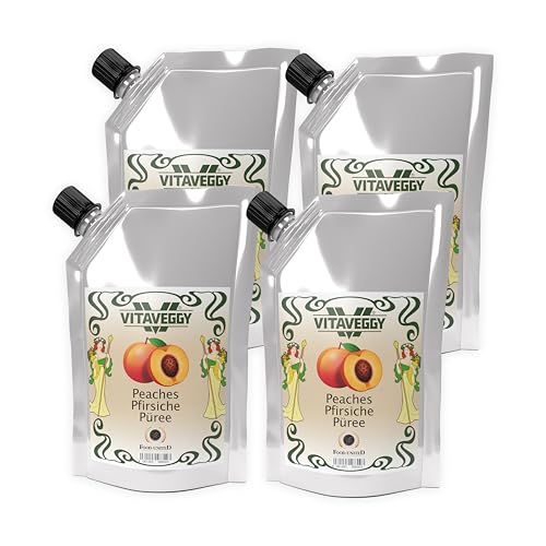 VITAVEGGY PFIRSICHPÜREE 1kg weißer-Pfirsich-Fruchtpüree von Food-United peach-fruit-puree für Pfirsich-Smoothie-Saft oder für Sauce Tee Sorbet ohne Aroma- und Konservierungsmittel (1) von FOOD-UNITED