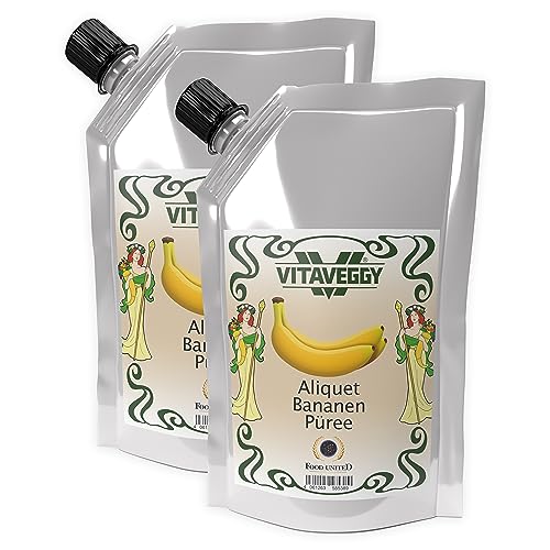 VITAVEGGY PÜREE BANANE 12x1kg Fruchtpüree aus gereiften Bananen von Food-United banana-puree für Bananen-Smoothie Bananensaft Bananenbrei Bananenmus Babybrei ohne Aroma- und Konservierungsmittel (12) von FOOD-UNITED