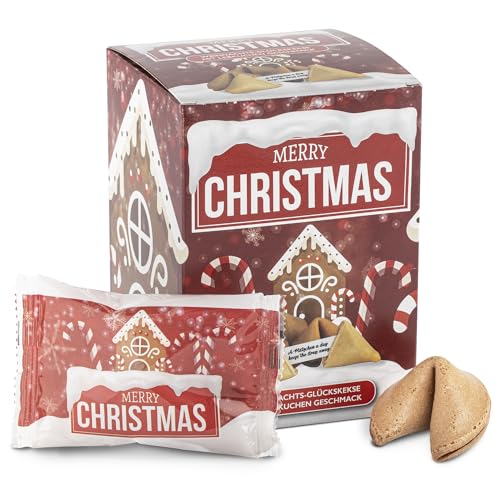 FOOD crew 10x Weihnachtsglückskekse mit Lebkuchen Geschmack – Glückskekse Weihnachten - Süßigkeiten - Gebäck Einzeln Verpackt mit deutschen Sprüchen - Vegan - Made in Germany von FOOD crew