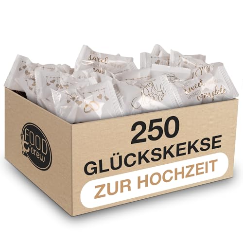 FOOD crew 250x Glückskekse Hochzeit - Einzeln verpackt - Geschenkideen für Hochzeitspaar - Geschenk Hochzeit und Verlobung - Hochzeitsgeschenk Deko - Gastgeschenke Hochzeit - Made in Germany von FOOD crew