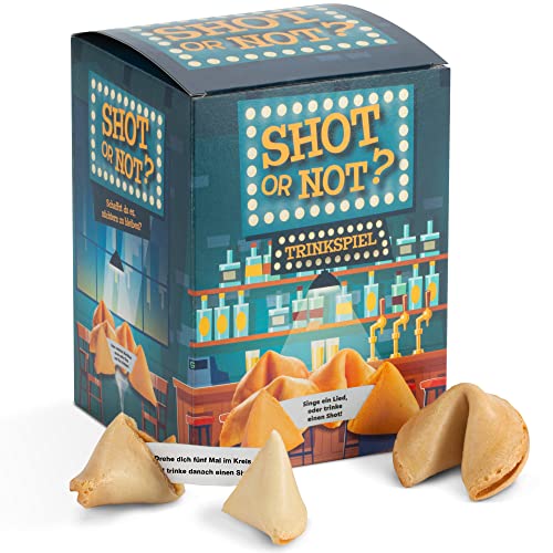 Shot or Not Glückskekse 10er Box - Glückskeks lustige kleine Geschenke Idee für Party - Lustige Silvesterspiele - Silvester, JGAs, Geburtstage, Halloween - Saufspiel - Trinkspiele Partyspiele von FOOD crew