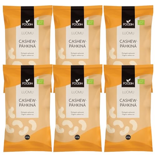 FOODIN Bio Cashewkerne 3kg, Cashewnüsse ausgezeichnete Quelle für Protein und ungesättigte Fette, 100% biologisch, glutenfrei und vegan (6 x 500g) von FOODIN