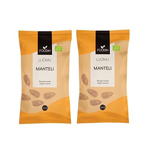 FOODIN Bio Mandeln 1kg (2x500g), roh, ausgezeichnete Quelle für Protein und ungesättigte Fette, 100% biologisch, glutenfrei und vegan von FOODIN