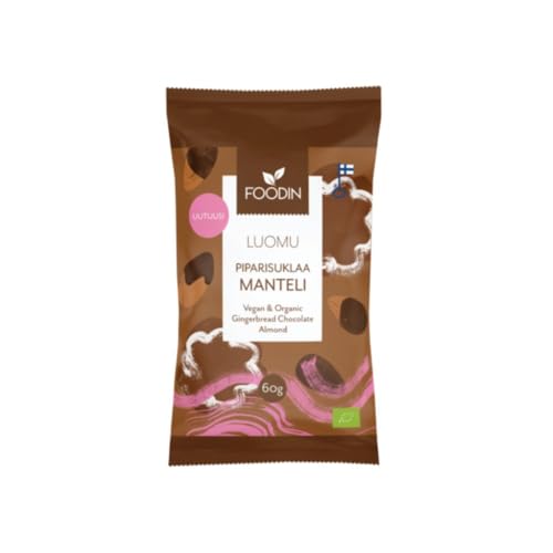 FOODIN Lebkuchen-Schokoladen-Mandeln, vegane Schokolade, gesunder Snack, pflanzliche Gourmet-Lebensmittel & Snacks, ideal für Schokoladengeschenke - 60g. von FOODIN